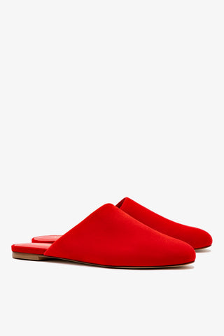 Venice Flat Mule and Pouch Kit In Scarlet Suede