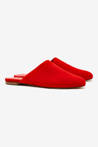 Venice Flat Mule and Pouch Kit In Scarlet Suede