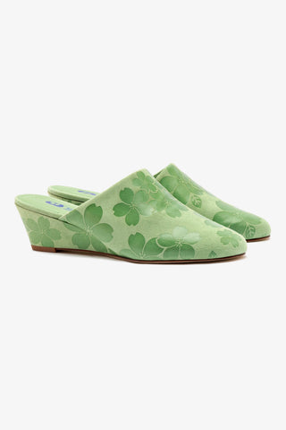 Venice Wedge In Pistacchio Sakura Printed Suede