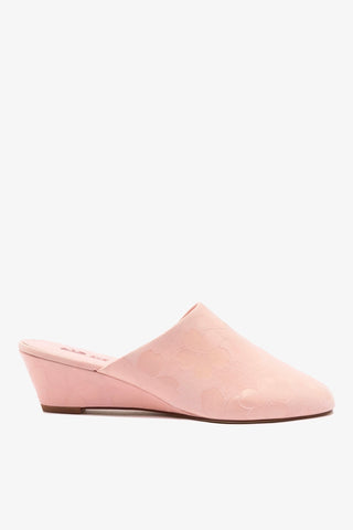 Venice Wedge In Tulip Sakura Printed Suede Mule Larroudé