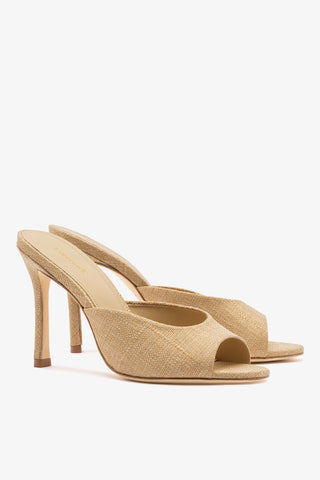 Jasmine Hi Mule Beige Raffia Mule Larroudé