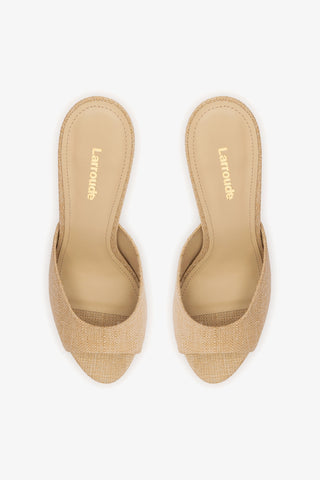 Jasmine Hi Mule Beige Raffia Mule Larroudé