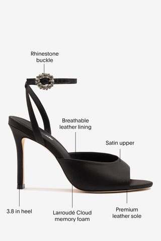 Jasmine Sandal Black Satin Sandal Larroudé