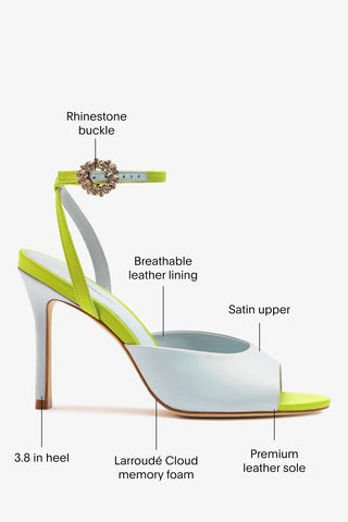 Jasmine Sandal Powder Blue and Green Satin Sandal Larroudé