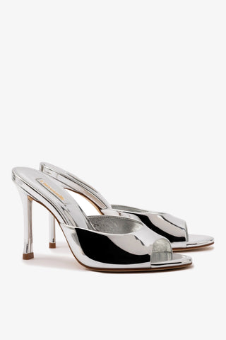 Jasmine Hi Mule In Silver Specchio Womens - Shoes - Mules Larroudé