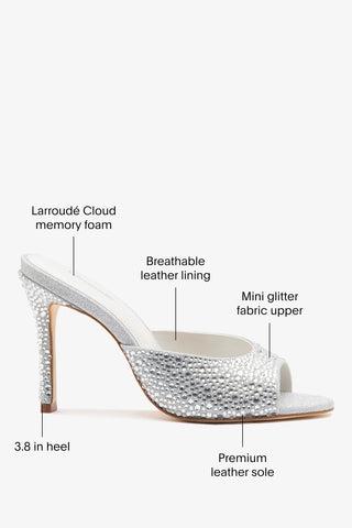Jasmine Hi Mule Crystal Silver Mule Larroudé