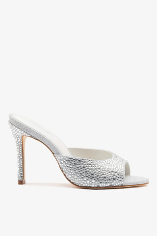 Jasmine Hi Mule Crystal Silver Mule Larroudé