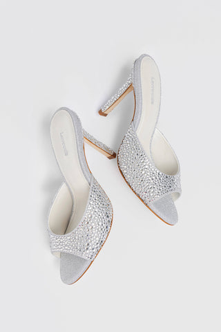 Jasmine Hi Mule Crystal Silver Mule Larroudé