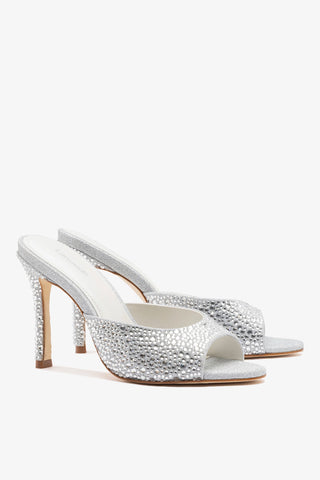 Jasmine Hi Mule Crystal Silver Mule Larroudé
