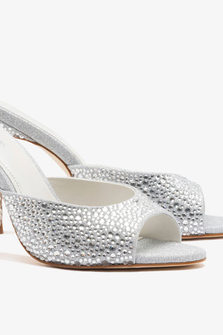 Jasmine Hi Mule Crystal Silver Mule Larroudé