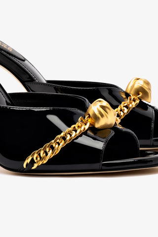 Larroude x Jonathan Cohen Mule In Black Patent Leather