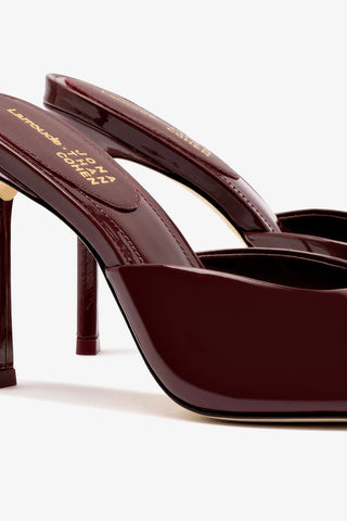 Larroude x Jonathan Cohen Mule In Burgundy Patent Leather