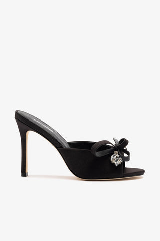 Rosett Mule In Black Satin
