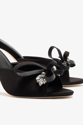 Rosett Mule In Black Satin
