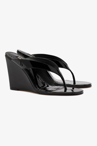 Gaia Wedge Sandal In Black Leather