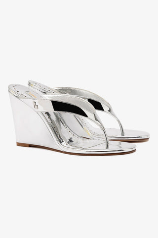 Gaia Wedge Sandal In Silver Specchio