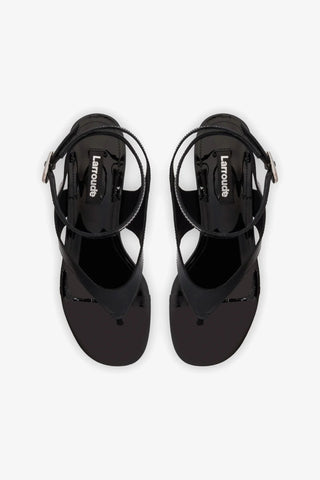 Gaia Block Sandal In Black Leather