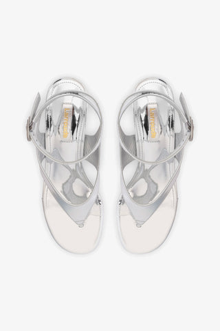 Gaia Block Sandal In Silver Specchio