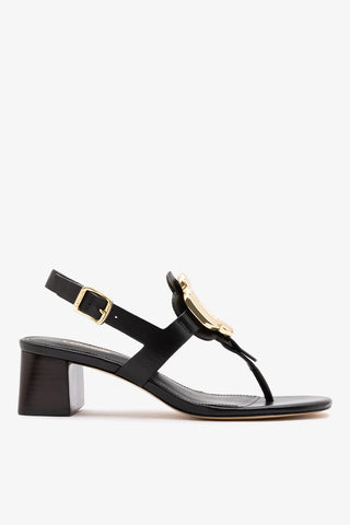Margherita Block Thong Sandal Black Leather Sandal Larroudé