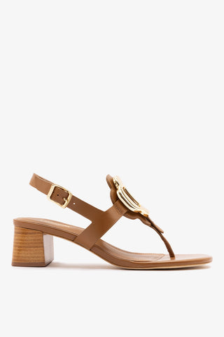 Margherita Block Thong Sandal Caramel Leather Sandal Larroudé