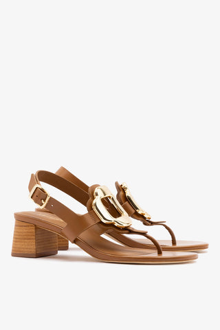 Margherita Block Thong Sandal Caramel Leather Sandal Larroudé