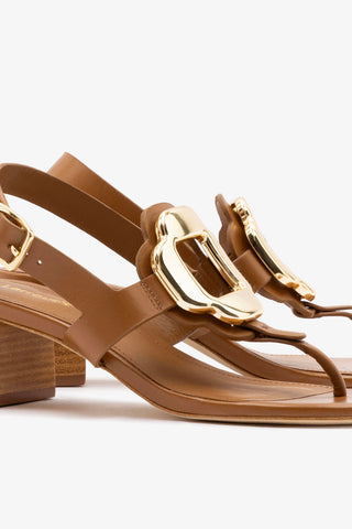 Margherita Block Thong Sandal Caramel Leather Sandal Larroudé