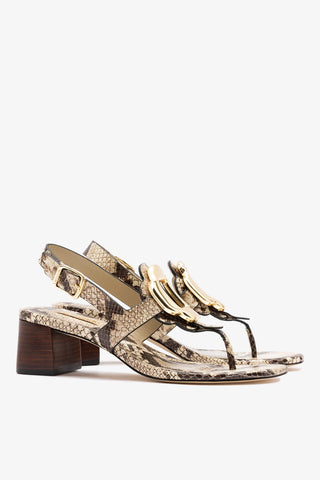 Margherita Block Thong Sandal Snake Leather Sandal Larroudé