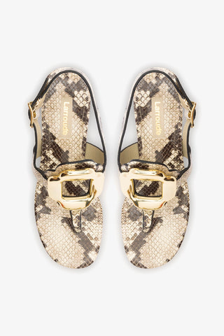 Margherita Block Thong Sandal Snake Leather Sandal Larroudé