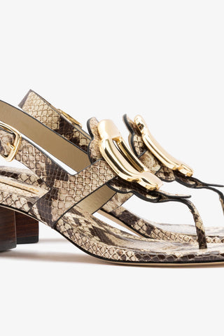 Margherita Block Thong Sandal Snake Leather Sandal Larroudé