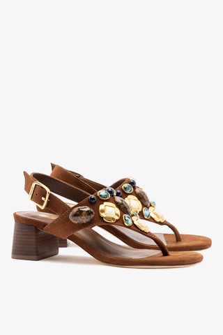 Talitha Block Sandal Burnt Umber Suede Sandal Larroudé