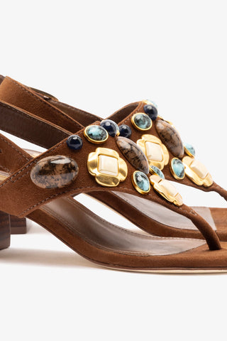 Talitha Block Sandal Burnt Umber Suede Sandal Larroudé