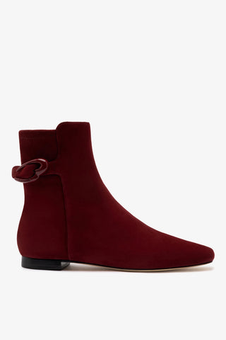 Alexis Verona Flat Boot In Burgundy Suede