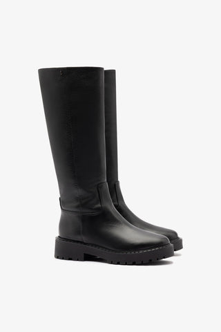 Anne Lugsole Boot In Black Leather