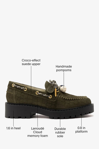 Cyprus Lugsole Loafer Olive Croco Suede