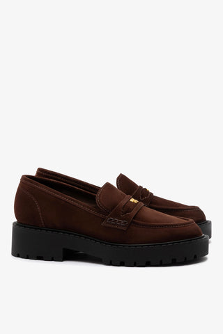 Suki Lugsole Loafer In Brown Suede