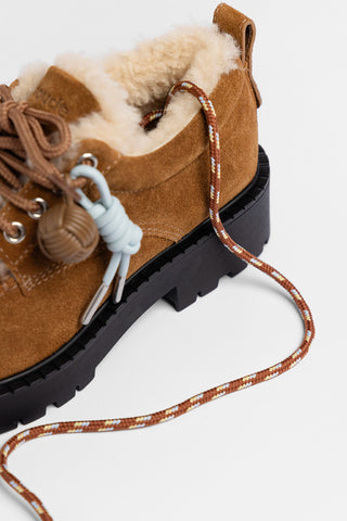 London Shearling Lace Up Loafer Russet Suede Loafer Larroudé
