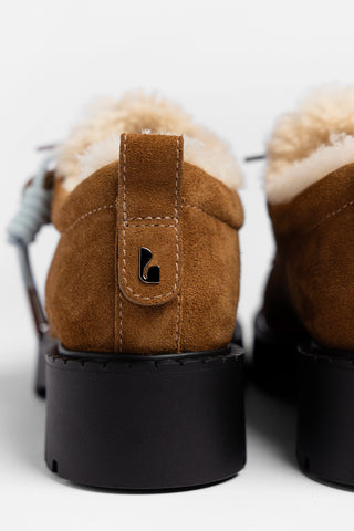 London Shearling Lace Up Loafer Russet Suede Loafer Larroudé