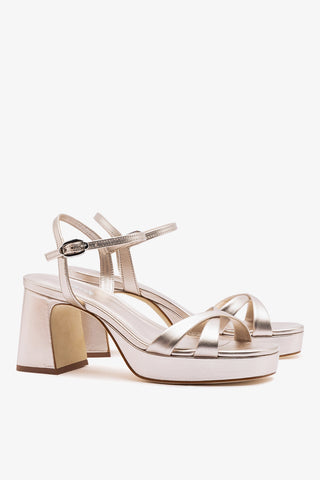 Bianca Low Sandal Champagne Leather Sandal Larroudé