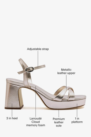 Bianca Low Platform Sandal Dusky Gold Leather Sandal Larroudé