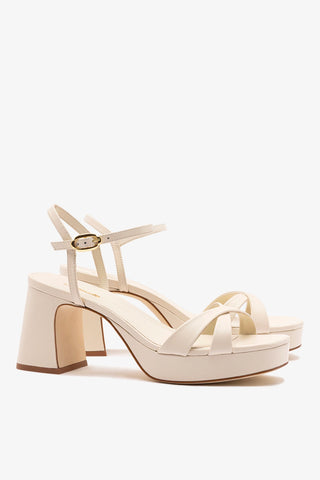 Bianca Low Sandal In Ivory Leather