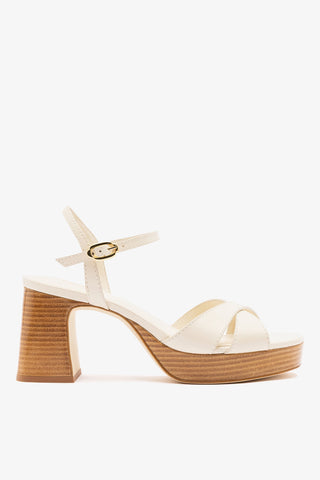 Bianca Low Sandal Ivory Leather Sandal Larroudé