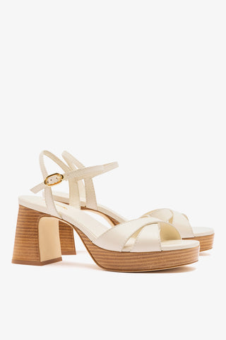 Bianca Low Sandal Ivory Leather Sandal Larroudé