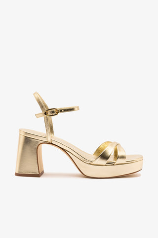 Bianca Low Sandal In Gold Metallic Leather