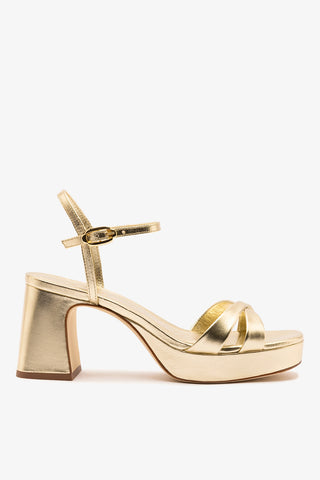 Bianca Low Sandal In Gold Metallic Leather