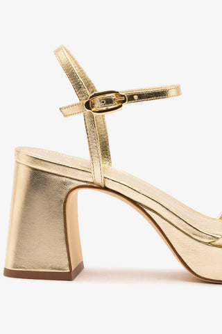 Bianca Low Sandal In Gold Metallic Leather