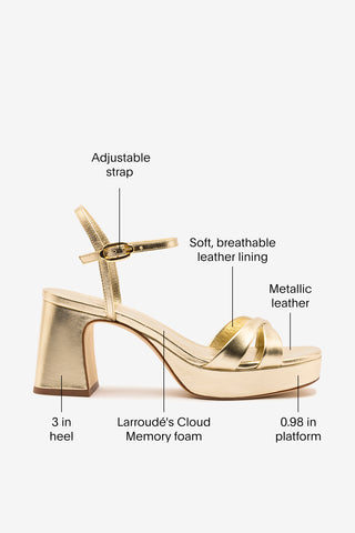 Bianca Low Sandal In Gold Metallic Leather