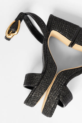 Dolly Verona Low Platform Sandal Black Raffia Sandal Larroude