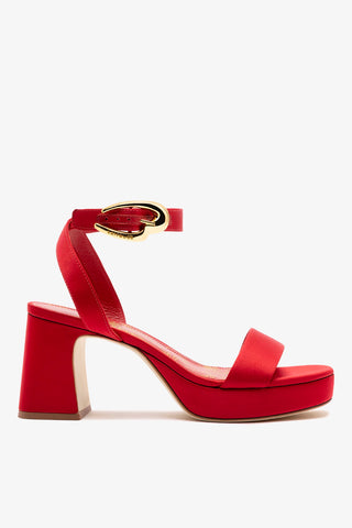 Dolly Verona Low Sandal In Cherry Satin Sandal Larroudé
