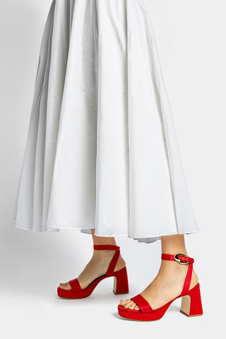 Dolly Verona Low Sandal In Cherry Satin Sandal Larroudé