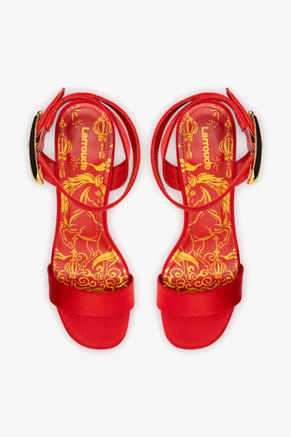 Dolly Verona Low Sandal In Cherry Satin Sandal Larroudé